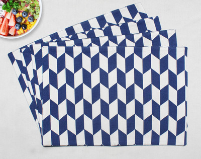 Flipkart SmartBuy Rectangular Pack of 4 Table Placemat(Blue, White, Cotton)
