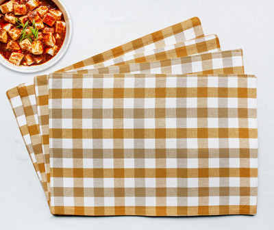 Flipkart SmartBuy Rectangular Pack of 4 Table Placemat(Orange, White, Cotton)