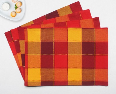 Flipkart SmartBuy Rectangular Pack of 4 Table Placemat(Red, Yellow, Cotton)