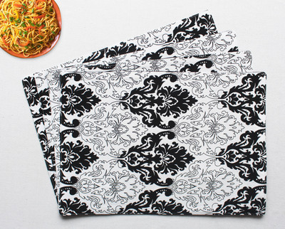 Flipkart SmartBuy Rectangular Pack of 4 Table Placemat(Black, White, Cotton)