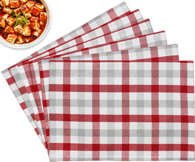 Flipkart SmartBuy Rectangular Pack of 6 Table Placemat(Red, White, Cotton)