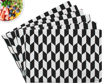Flipkart SmartBuy Rectangular Pack of 6 Table Placemat(Black, White, Cotton)