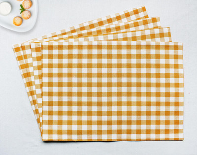 Flipkart SmartBuy Rectangular Pack of 4 Table Placemat(Orange, White, Cotton)