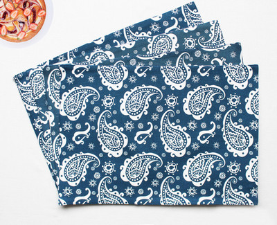 Flipkart SmartBuy Rectangular Pack of 4 Table Placemat(Blue, Cotton)