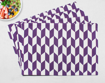 Flipkart SmartBuy Rectangular Pack of 4 Table Placemat(Purple, White, Cotton)
