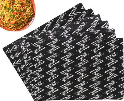 Flipkart SmartBuy Rectangular Pack of 6 Table Placemat(Black, White, Cotton)