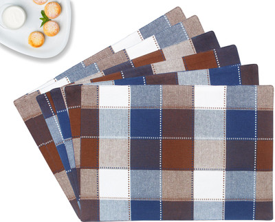 Flipkart SmartBuy Rectangular Pack of 6 Table Placemat(Blue, Brown, Cotton)