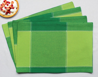 Flipkart SmartBuy Rectangular Pack of 4 Table Placemat(Green, Cotton)