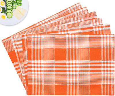 Flipkart SmartBuy Rectangular Pack of 6 Table Placemat(Orange, White, Cotton)