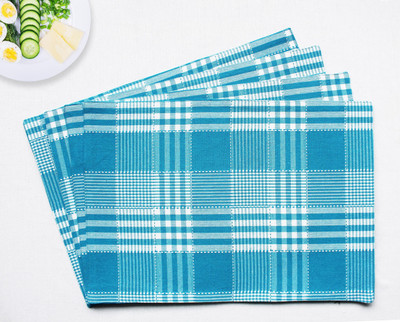 Flipkart SmartBuy Rectangular Pack of 4 Table Placemat(Blue, White, Cotton)