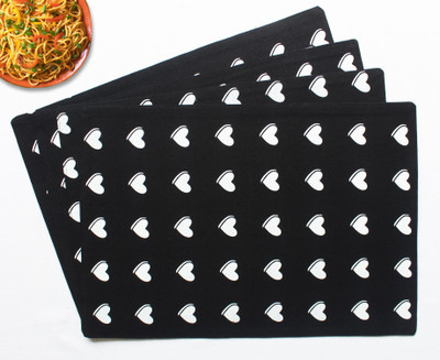 Flipkart SmartBuy Rectangular Pack of 4 Table Placemat(Black, White, Cotton)