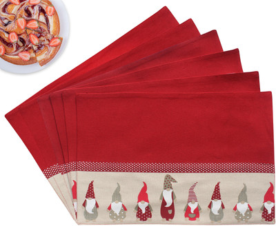 Flipkart SmartBuy Rectangular Pack of 6 Table Placemat(Red, Cotton)