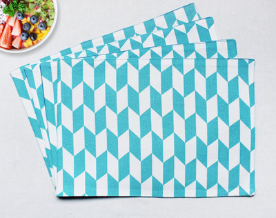 Flipkart SmartBuy Rectangular Pack of 4 Table Placemat(Blue, White, Cotton)
