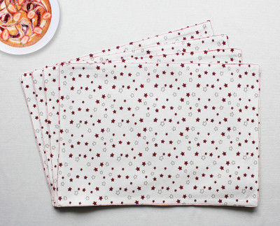 Flipkart SmartBuy Rectangular Pack of 4 Table Placemat(White, Red, Cotton)