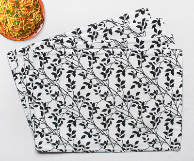 Flipkart SmartBuy Rectangular Pack of 4 Table Placemat(Black, White, Cotton)