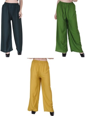 Airish Creations Regular Fit Women Yellow, Black, Green Trousers
