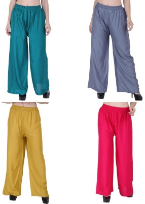 Airish Creations Regular Fit Women Yellow, Dark Green, Grey, Pink Trousers