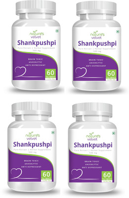 Natures Velvet Lifecare Shankpushpi Pure Extract 500 mg, 60 Veggie Capsules - Pack of 4(4 x 60 No)