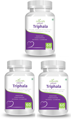 Natures Velvet Lifecare Triphala Pure Extract 500 mg, 60 Veggie Capsules - Pack of 3(3 x 60 No)