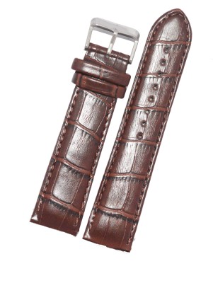 SURU Croco Padded D65 20 mm Genuine Leather Watch Strap(Brown)