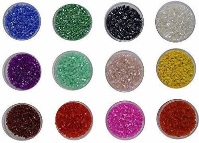 estore 3 mm 12 Colors x 20 gm Glass Cut Glass Seed Beads for Jewellery Making kit Art and Crafts Materials for Embroidery Necklace Bracelet Earring Making Materials DIY kit