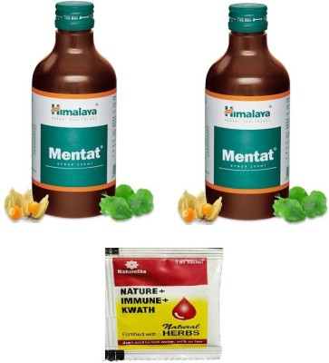 HIMALAYA Mentat syrup 200ml (Pack of 2) improves mental quotient, memory span and concentration ability, are beneficial in treating insomnia and convulsions With Nature Lite NATURE+IMMUNE+KWATH (just add to hot water,milk or tea)_LIfecare(Pack of 2)