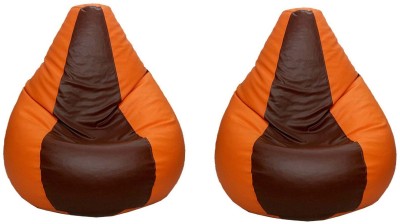 Gunj XL Tear Drop Bean Bag Cover  (Without Beans)(Orange)