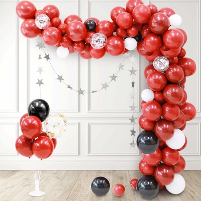 Party Propz Solid Red Black Balloon Garland Kit - 115Pcs Balloon Garland Strip for Valentine Decoration, Anniversary, Bride to Be Party Decoration Balloon(Multicolor, Pack of 115)