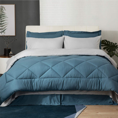 Beta Divine Self Design Double Comforter for  Mild Winter(Microfiber, Teal, Grey)