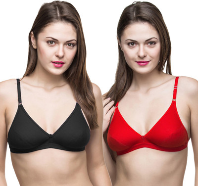 Docare Women Full Coverage Non Padded Bra(Black, Red)