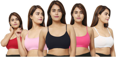 Star Fashion Noida Women Sports Non Padded Bra(Red, Pink, Black, Pink, White)