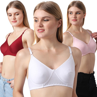 X-WELL Women Minimizer Non Padded Bra(Maroon, White, Pink)
