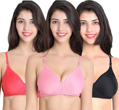 LEADING LADY Fashion Women T-Shirt Non Padded Bra(Black, Pink, Orange)