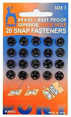Pony 100 pcs Big Size 9mm tich Press Button (snapfaster) Brass Rust Proof Size 1 Brass Buttons(Pack of 100)