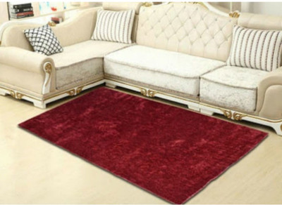 RM Handloom Red Polyester Carpet(2 ft,  X 6 ft, Rectangle)
