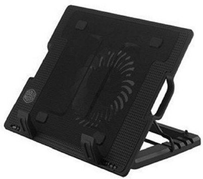 TECHON Adjustable Ergo Laptop Stand with 14cm Fan with USB HUB 1 Fan Cooling Pad (Black) 1 Fan Ergonomic Cooling Pad with Adjustable Height(Black)