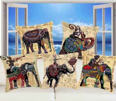 Jinaya's Animal Cushions Cover(Pack of 5, 40 cm*40 cm, Multicolor)