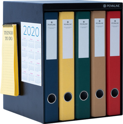Pennline 5 Compartments Metal Cabinet with 5 Vertical Large Office File Folders (2-D Ring Binders) Cabinet(Matte Black)