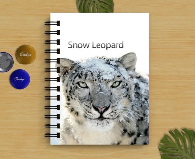 DI-KRAFT Handcrafted Snow Leopard Print diary A5 Diary Unruled 160 Pages(White)