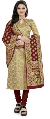 VredeVogel Silk Blend Self Design Salwar Suit Material