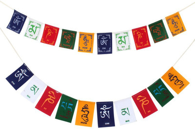 PARTY MIDLINKERZ Tibetan Prayer Flags Rectangle Car Window Flag(Polyester)