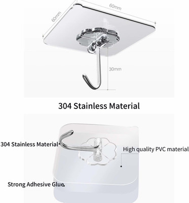 TDA 10Pcs Self Adhesive Wall Hooks, Heavy Duty Sticky Hooks for Hanging 10KG (Max) Swivel Hook 1(Pack of 10)