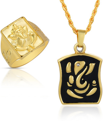 Dzinetrendz Brass Gold-plated Gold, Black Jewellery Set(Pack of 1)