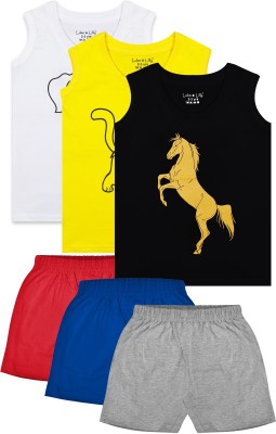 Luke and Lilly Boys Casual T-shirt Shorts(White Yellow Black)