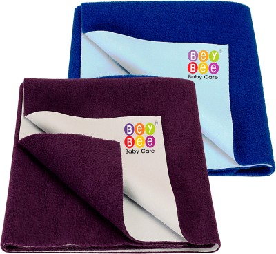 BeyBee Dry Sheet Cotton Baby Bed Protecting Mat(Royal Blue, Plum, Small, Pack of 2)