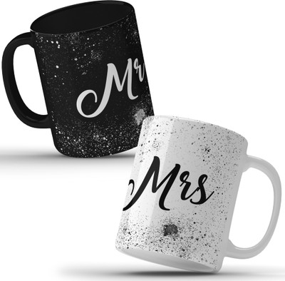 Unbounded Company Mr And Mrs Ceramic Coffee Mug(325 ml, Pack of 2)