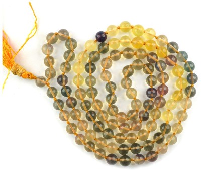 CRYSTU Multi Fluorite Mala Natural Crystal Mala Stone Mala Stone Necklace Jap Mala 108 Beads Mala Crystal Necklace Fashion Jewelry For Reiki Healing Crystal Healing 26 inch Approx Beads, Crystal Crystal Chain