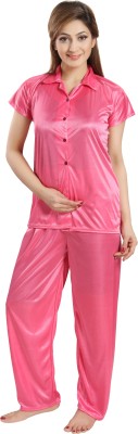 SHOPPING STATION Women Solid Pink Top & Pyjama Set