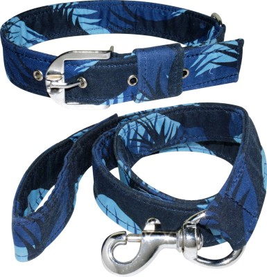BODY BUILDING Dog Belt Combo of 1.5 inch Blue Military Printed Dog Collar with Dog Leash Adjustable Neck Size 47-59 cm Specially for Large Breed Dog Collar & Leash(Large, Blue)