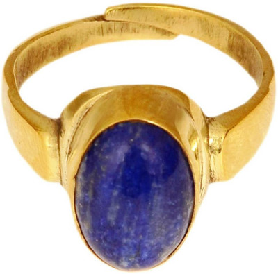 Takshila Gems Natural Lapis Lazuli Stone Ring Lab Certified Adjustable Ring in Panchdhatu, Lajward Stone Ring (7.25 Ratti / 6.52 Carat) Stone Lapis Lazuli Ring